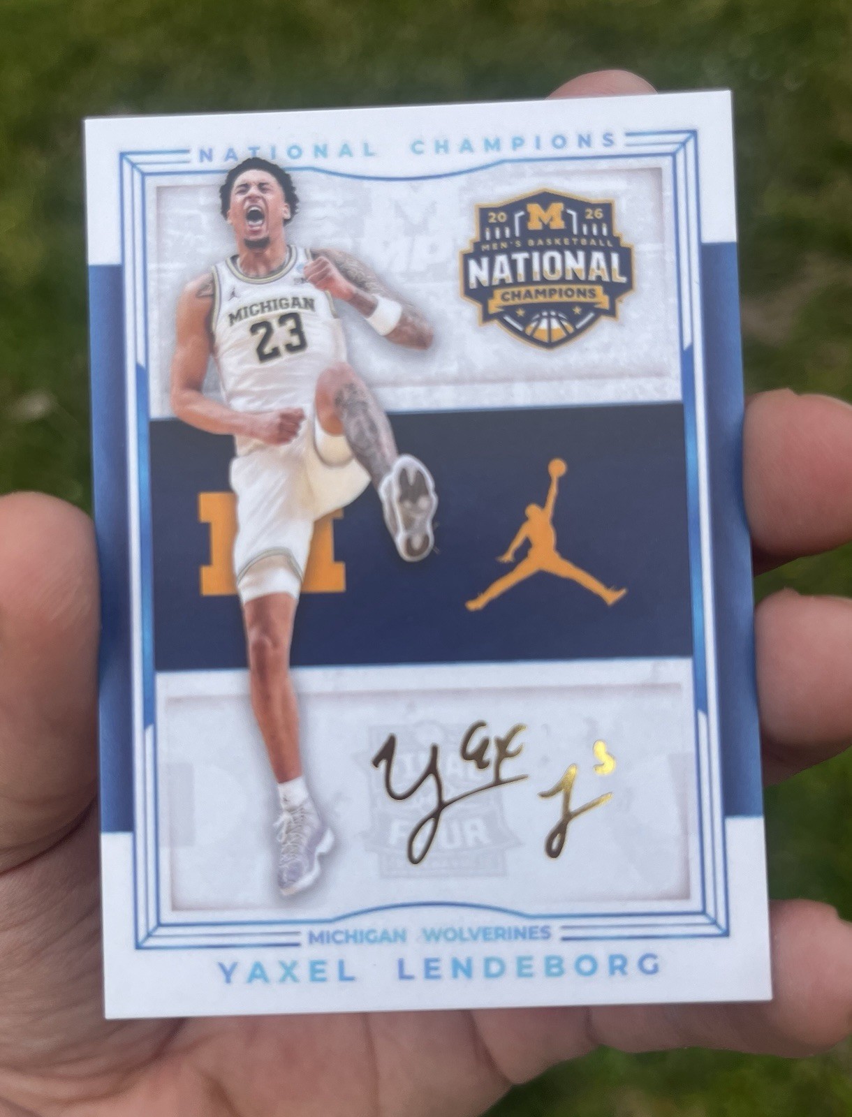 YAXEL LENDEBORG ROOKIE CARD MICHIGAN WOLVERINES NATIONAL CHAMPS HOLO AUTO SP