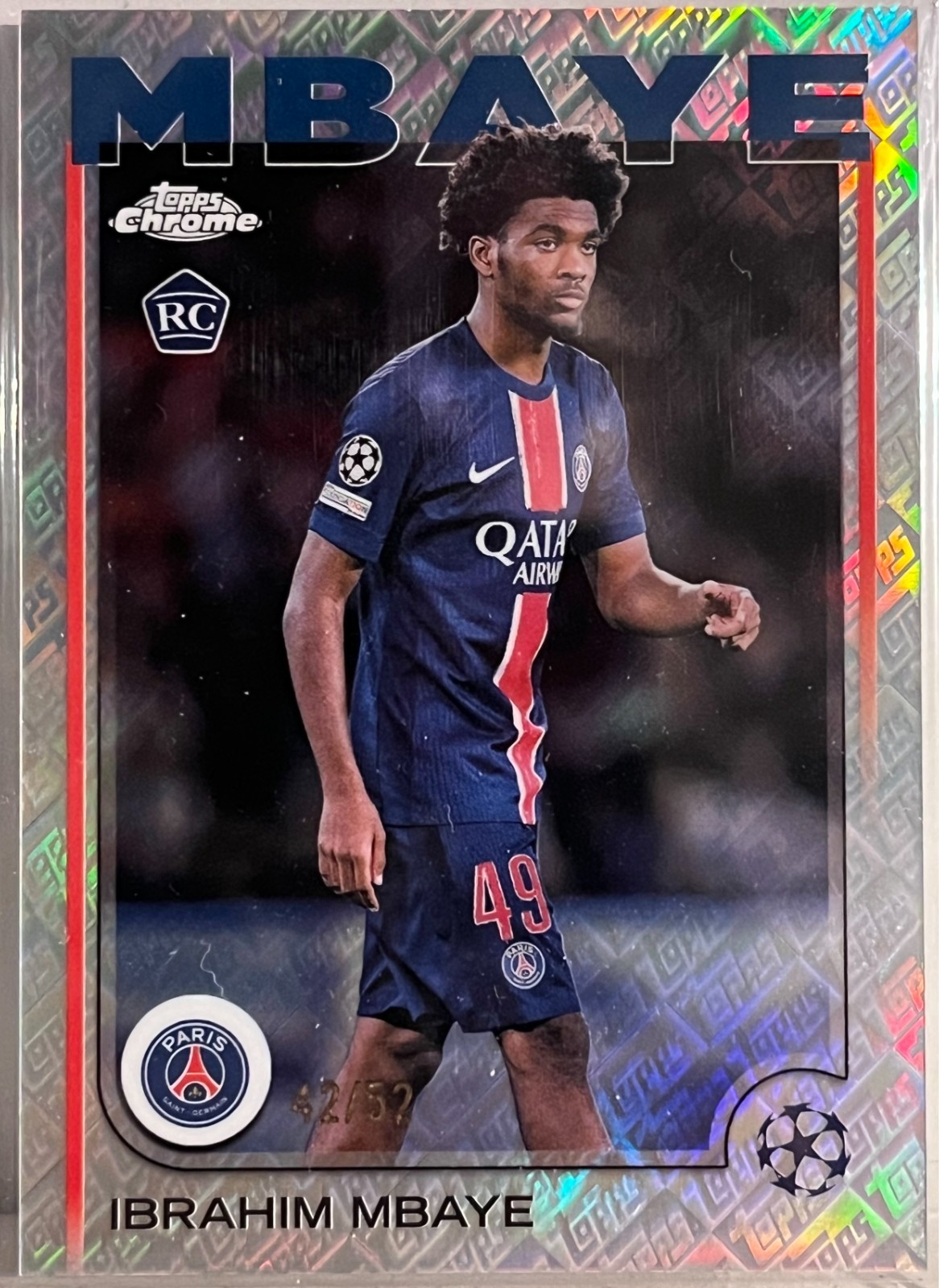 Ibrahim Mbaye 2024-25 Topps Chrome UCC Rookie PSG /52 ToppsFractor #15