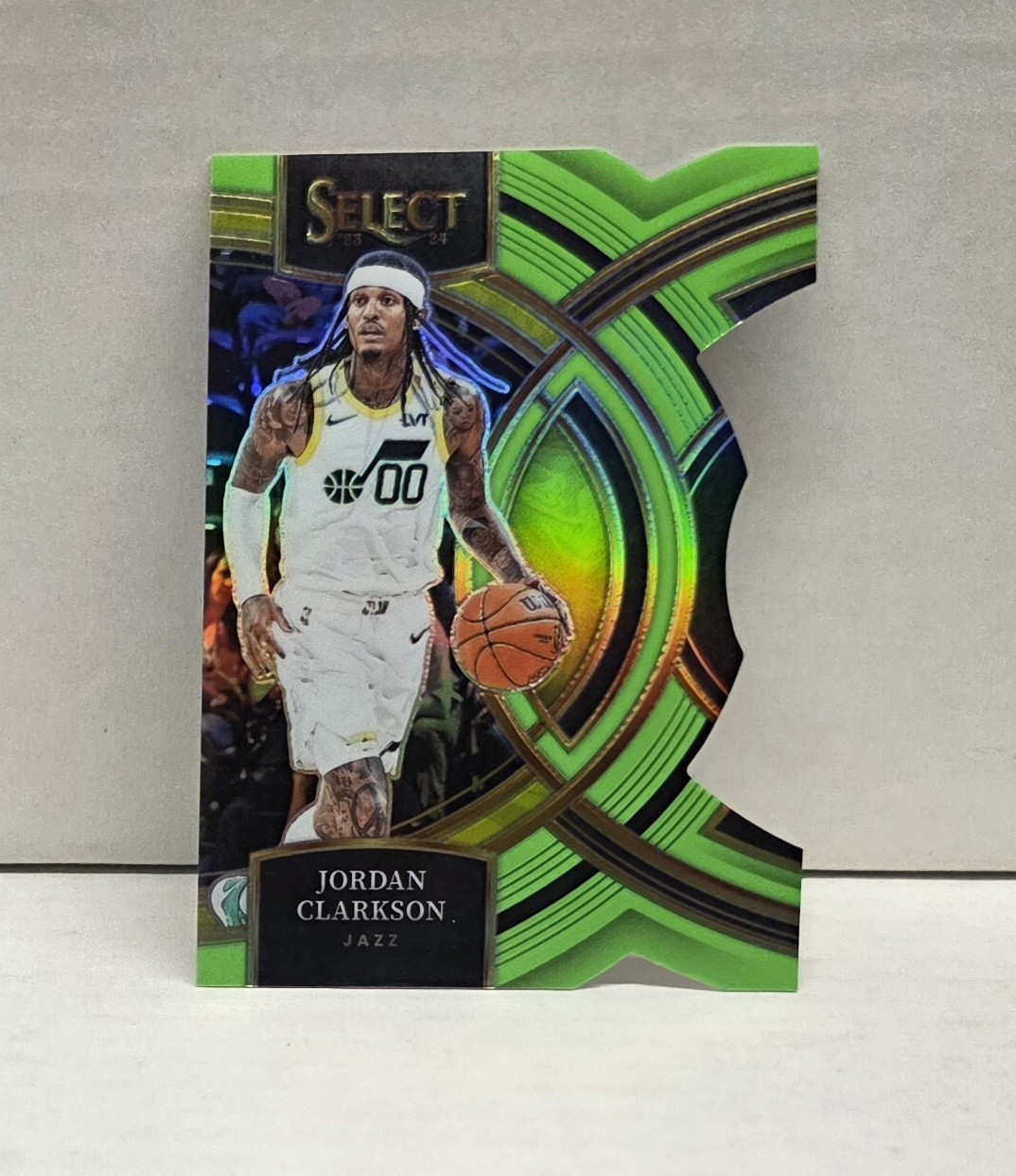 JORDAN CLARKSON 2023-24 Select NEON GREEN PRIZM DIE-CUT ~ Jazz #’d /75