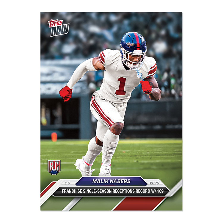 Malik Nabers – 2024-25 NFL Topps Now Card 21 – Print Run: 1,540 New York Giants