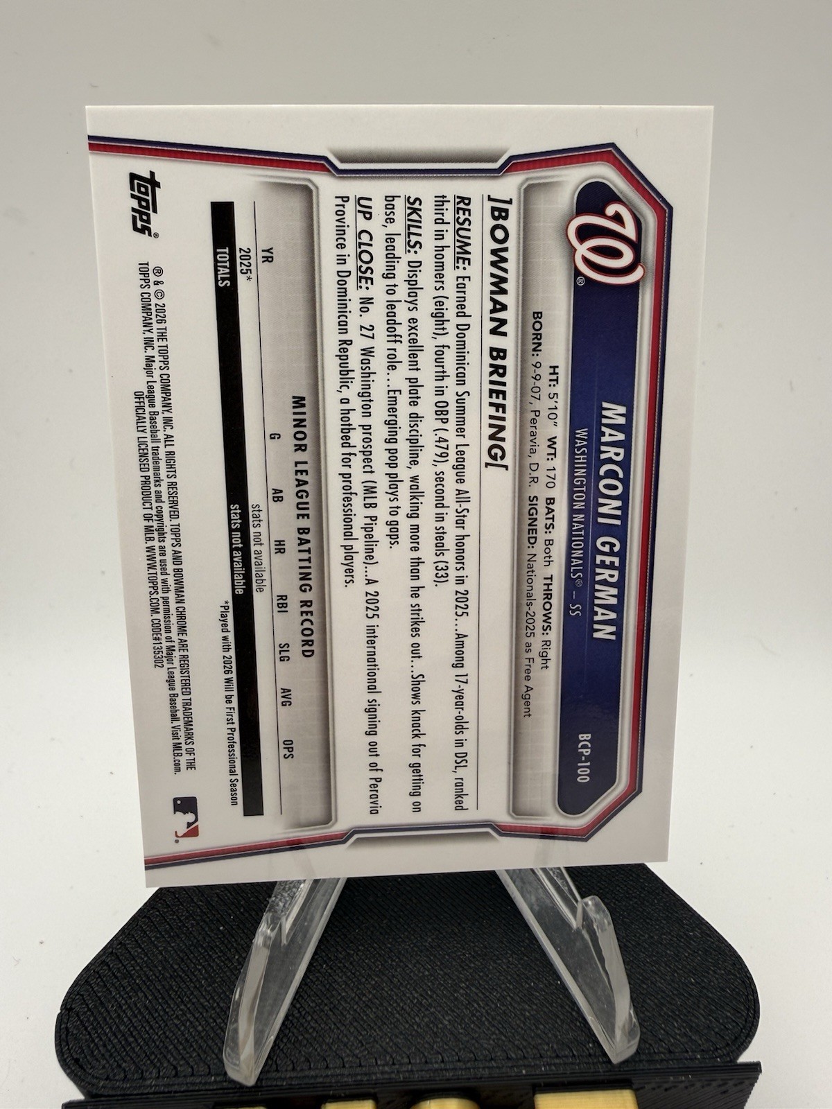 2026 Bowman Sapphire Marconi German #BCP-100 1st Bowman Gold /50
