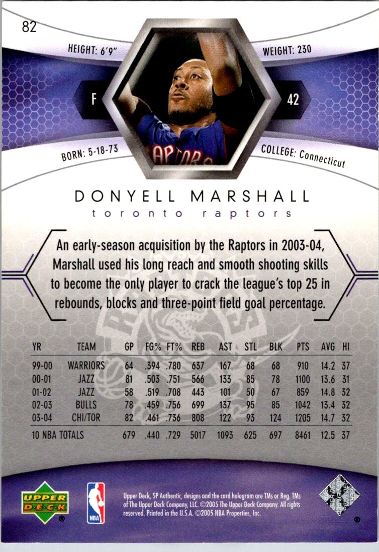2004-05 SP Authentic #82 Donyell Marshall