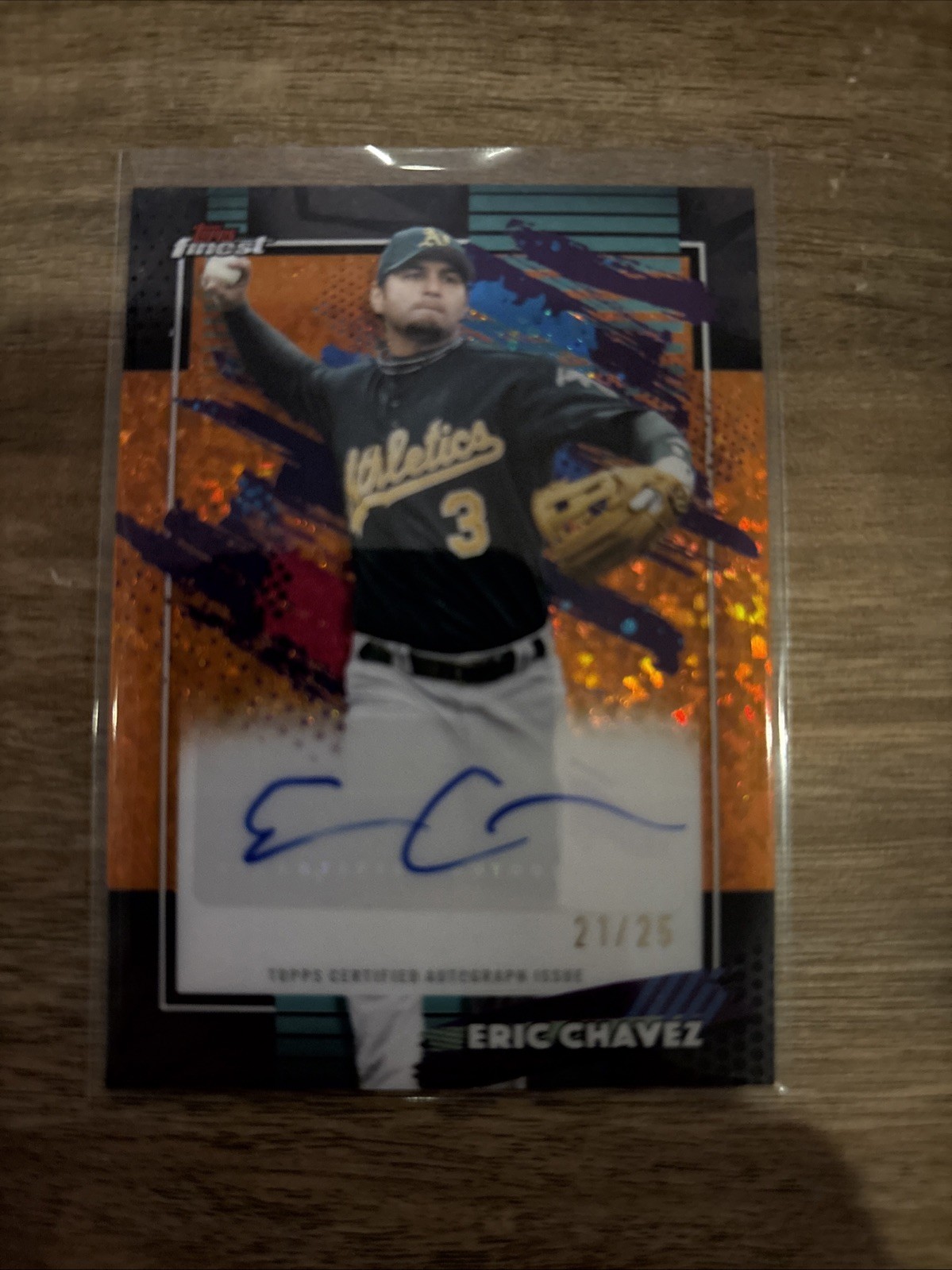 2026 Topps Finest Eric Chavez Orange Finest Autos Orange Mini Diamond /25