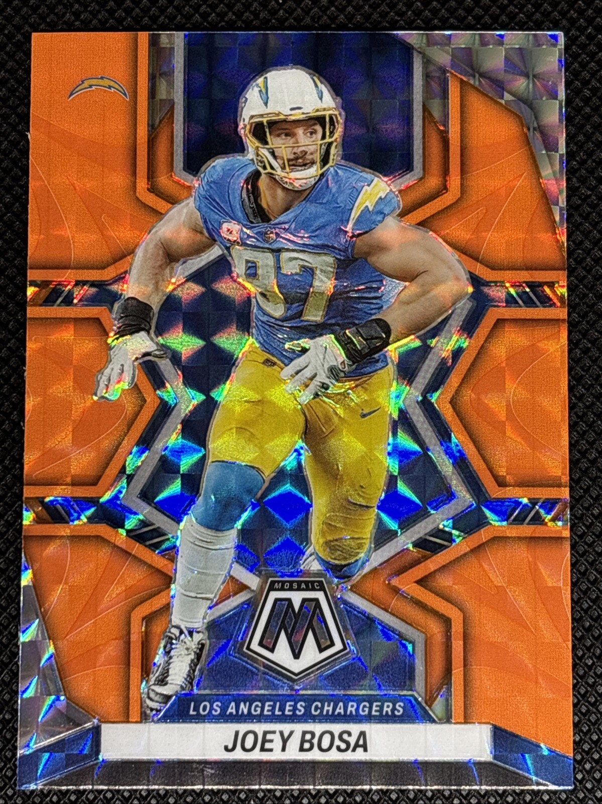 2022 Panini Mosaic – Reactive Orange Mosaic Prizm #106 Joey Bosa