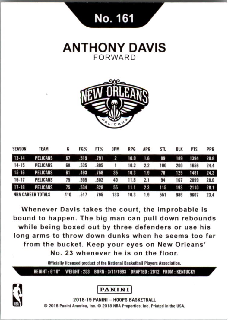 2018-19 Hoops #161 Anthony Davis – BSK