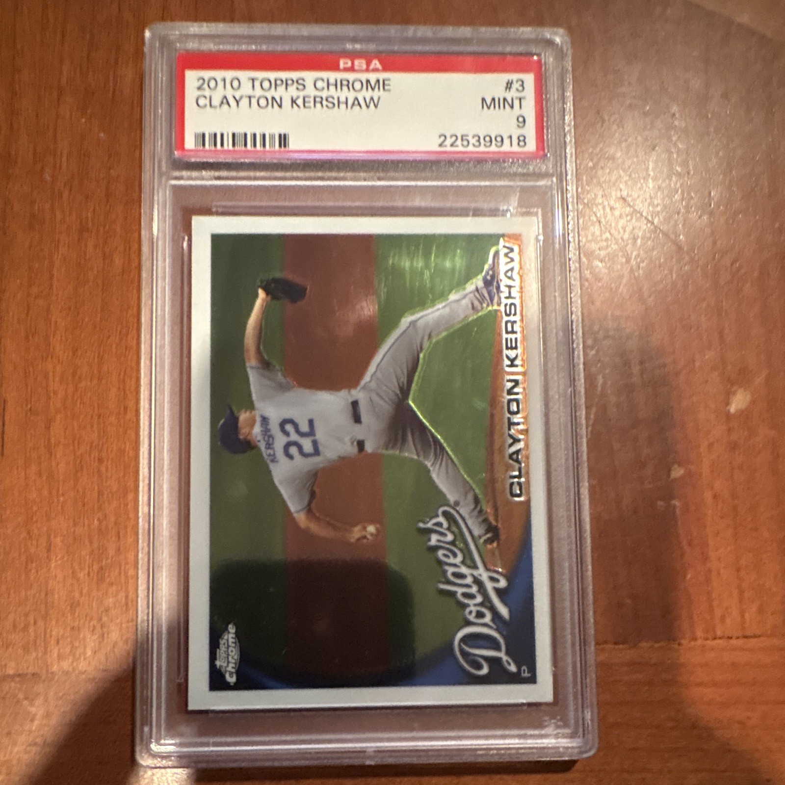 Topps 2010 Topps Chrome Clayton Kershaw #3 Rookie PSA 9 Los Angeles Dodgers