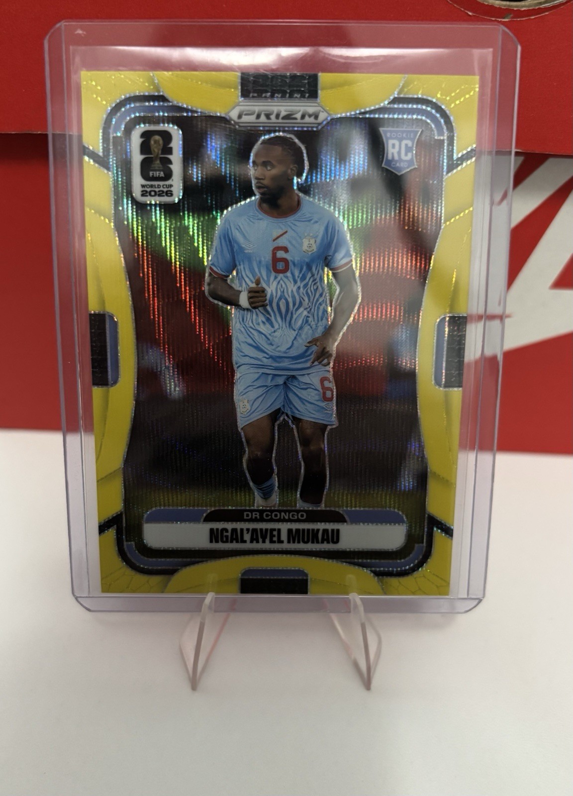 2026 Prizm FIFA World Cup Ngal’Avel Mukau RC Yellow Wave Prizm 001/180 DR Congo