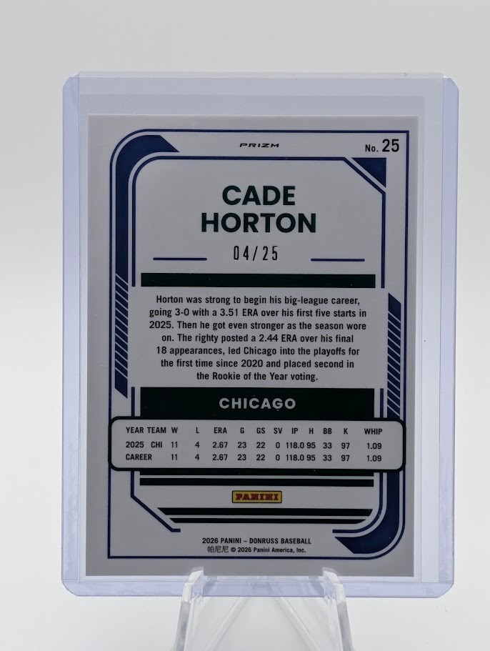 2026 Donruss Optic Cracked Ice Prizm Cade Horton #25 04/25