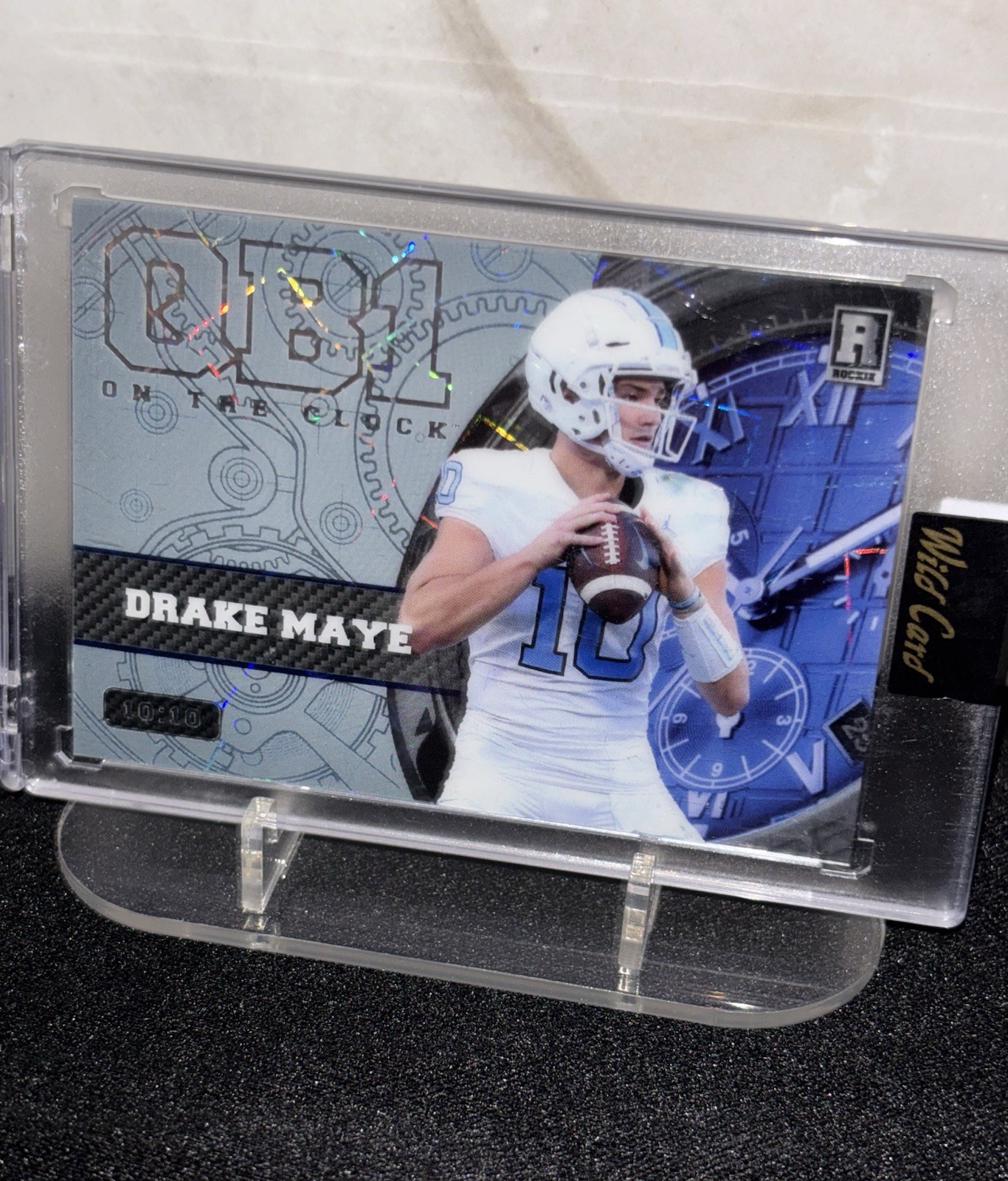 Drake Maye Rookie Card 10 of 10 & Jersey #10. Uniform Match-White/Carolina Blue