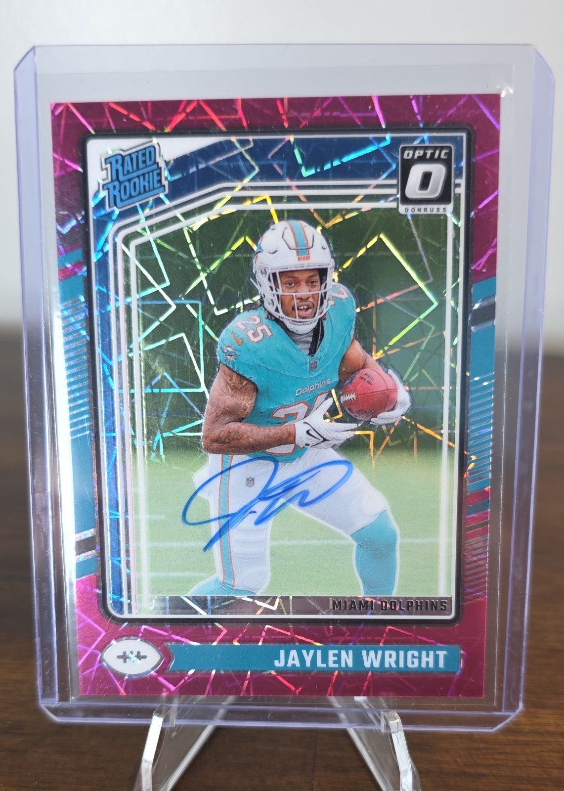 2024 Donruss Optic – Rated Rookie Jaylen Wright #249 Pink Velocity Prizm /50 RC