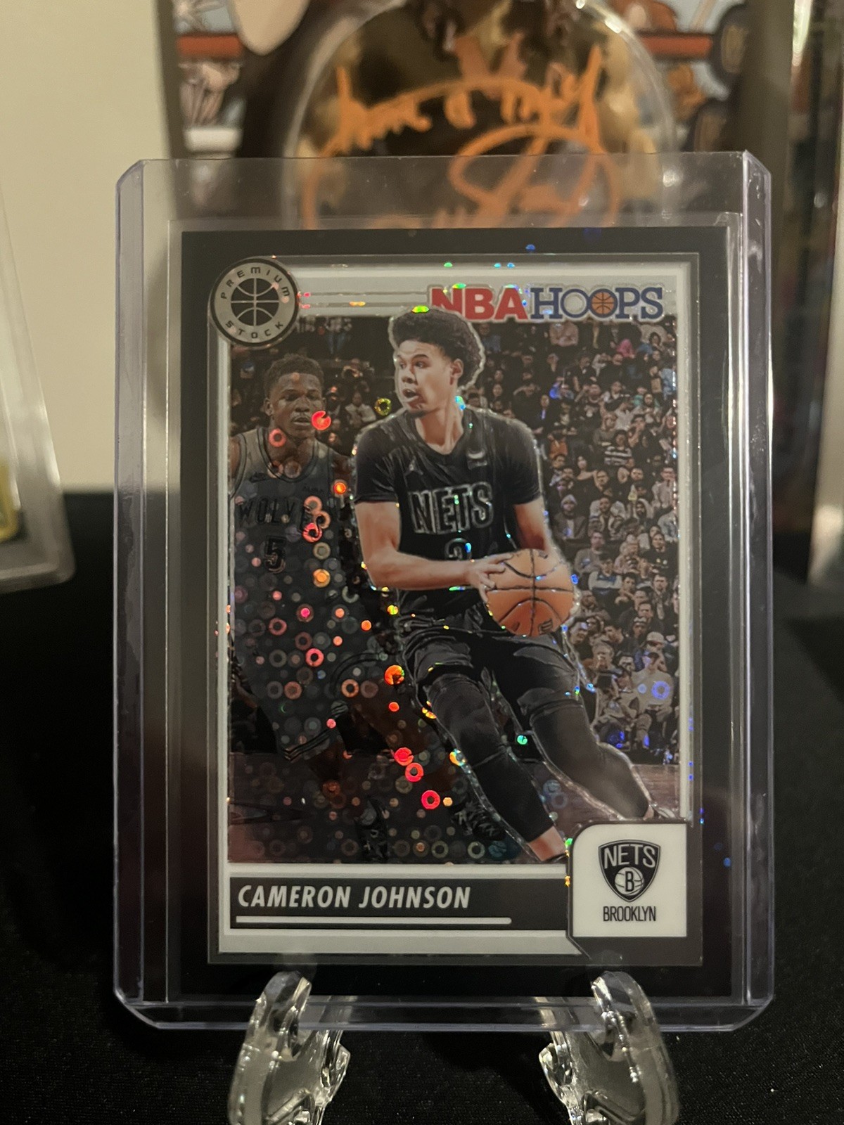 2023-24 NBA Hoops Premium Stock Cameron Johnson #93 Black Disco 1/1