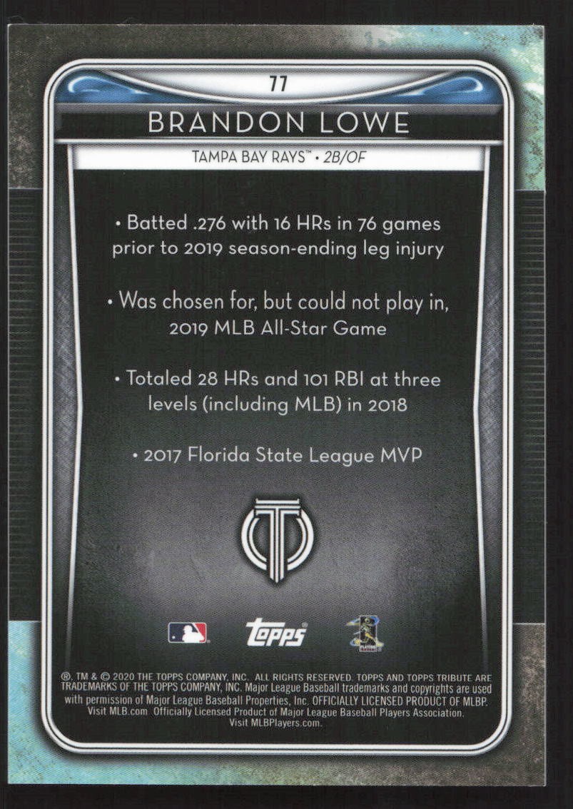2020 Topps Tribute Brandon Lowe Green #/99 #77 Card
