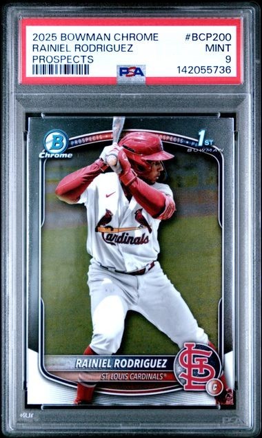 2025 Bowman Chrome BCP-200 RAINIEL RODRIGUEZ 1st – Cardinals – PSA 9 Mint