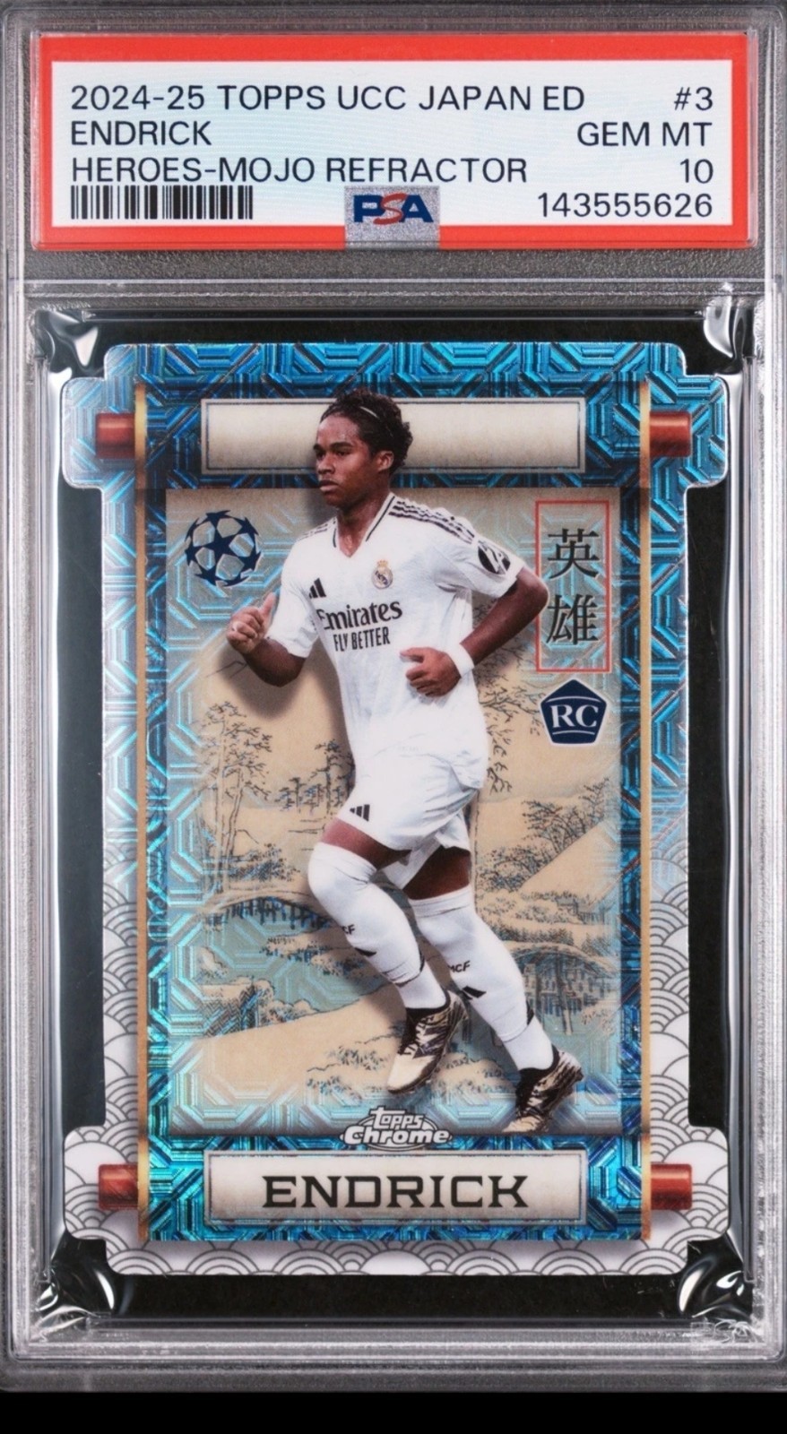2024-25 Topps UEFA UCC Japan Endrick Mojo Heroes RC Real Madrid PSA 10