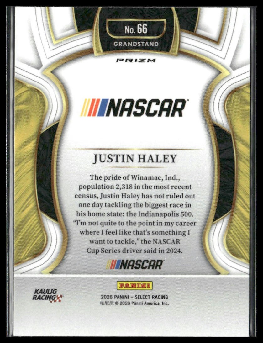 2026 Panini Select #66 Justin Haley Orange Ice Prizms (i23307)