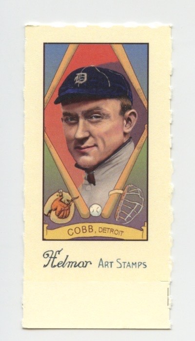 TY COBB SCARCE HELMAR STAMP BASEBALL CARD WITH UNCUT TAB