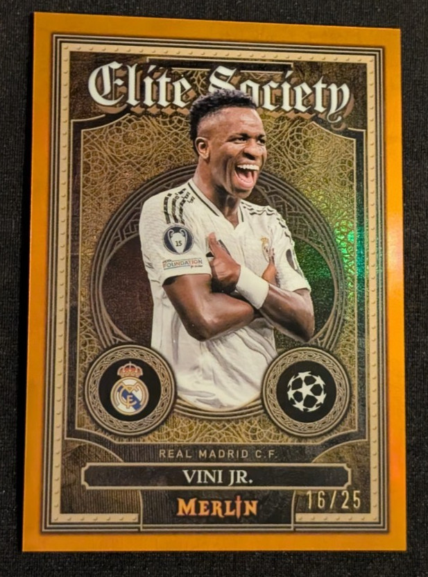 🟠✨ Vini Jr. Orange #ES-15 2024 Topps Merlin UEFA Elite Society Brazil /25!