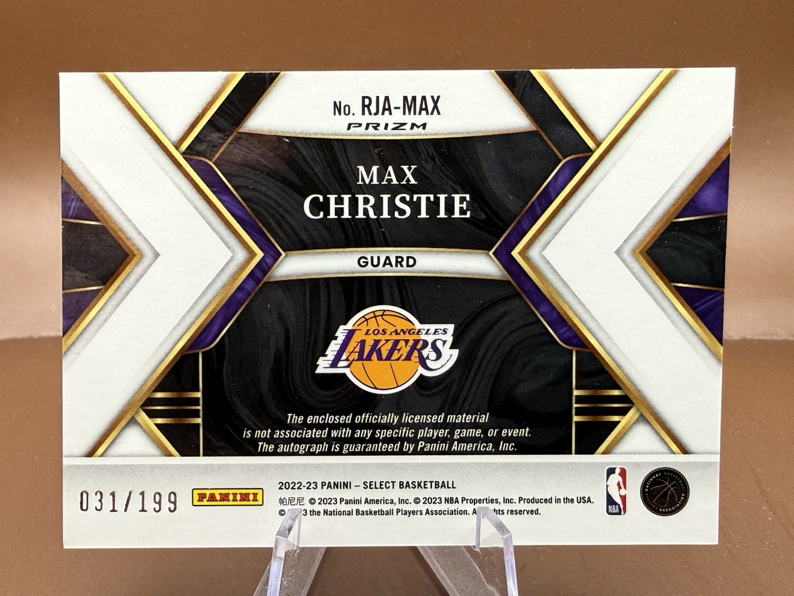 2022-23 Panini Select – Rookie Jersey Autographs Max Christie #RJA-MAX /199 RC