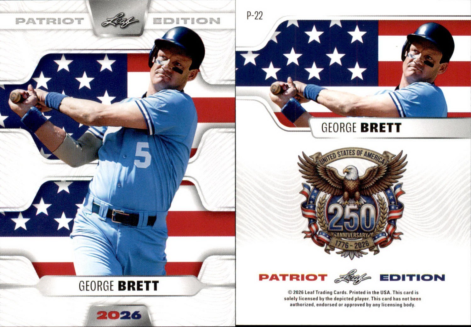 2026 LEAF 250TH ANNIVERSARY PATRIOT EDITION GEORGE BRETT P-22 BASEBALL