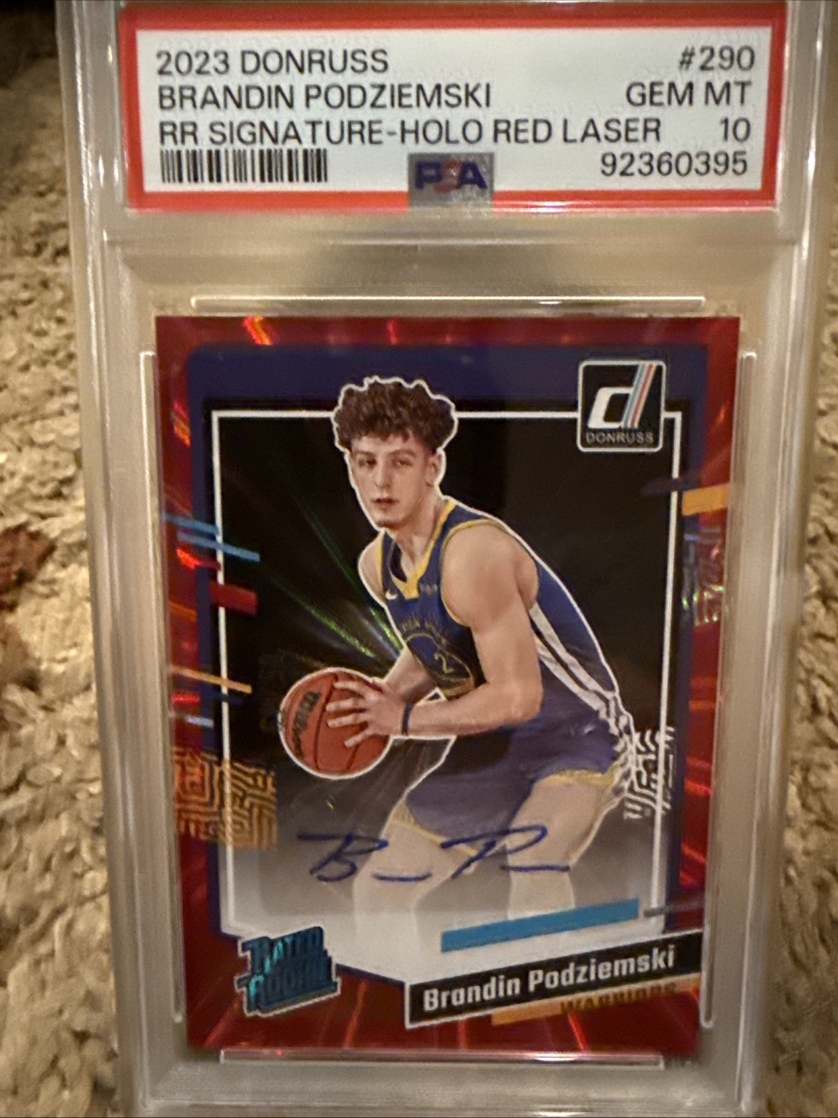 2023 Donruss Brandin Podziemski RR Auto Holo Red Laser /49 PSA 10