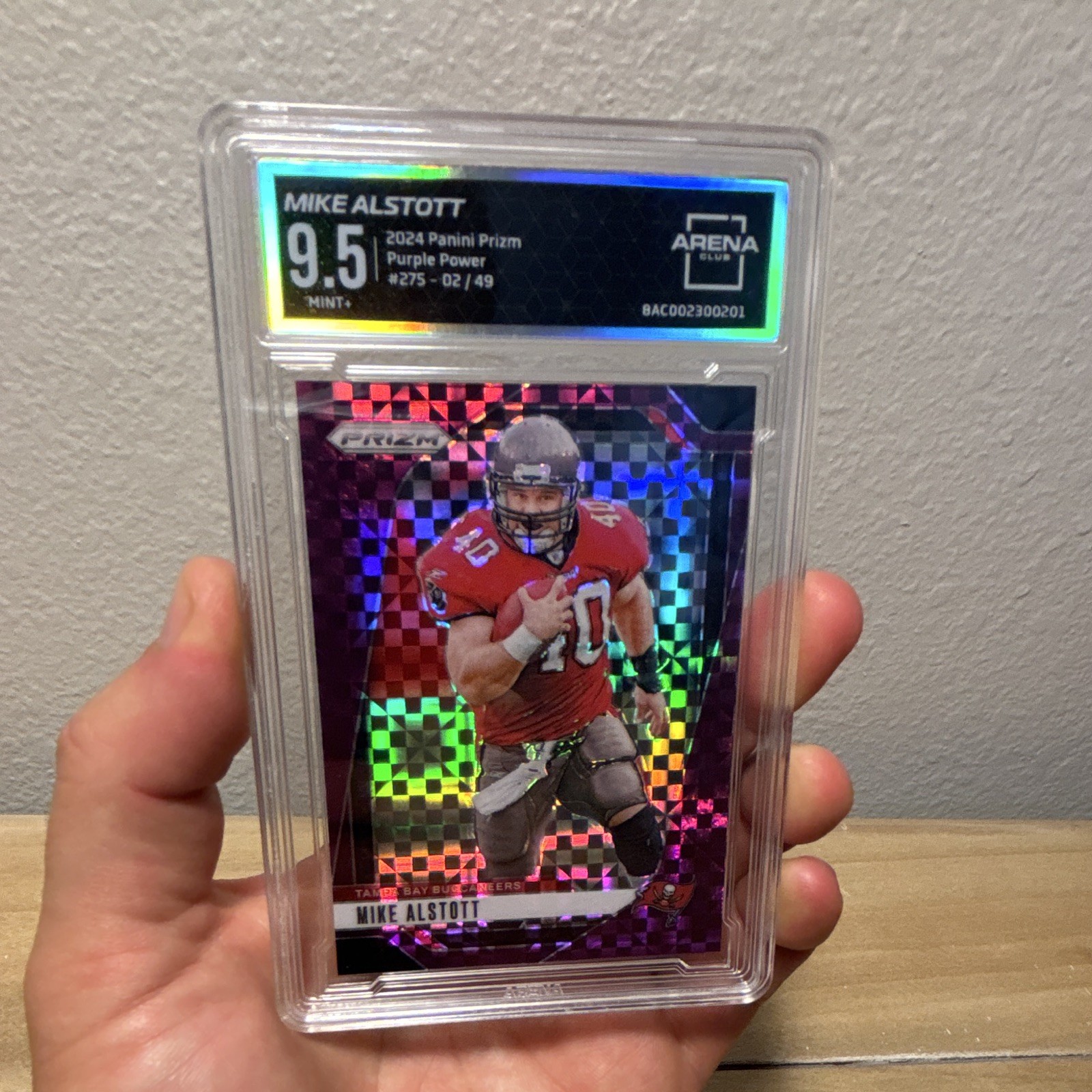 Panini Prizm 2024 Mike Alstott #275 Purple Power 02/49 Arena Club 9.5