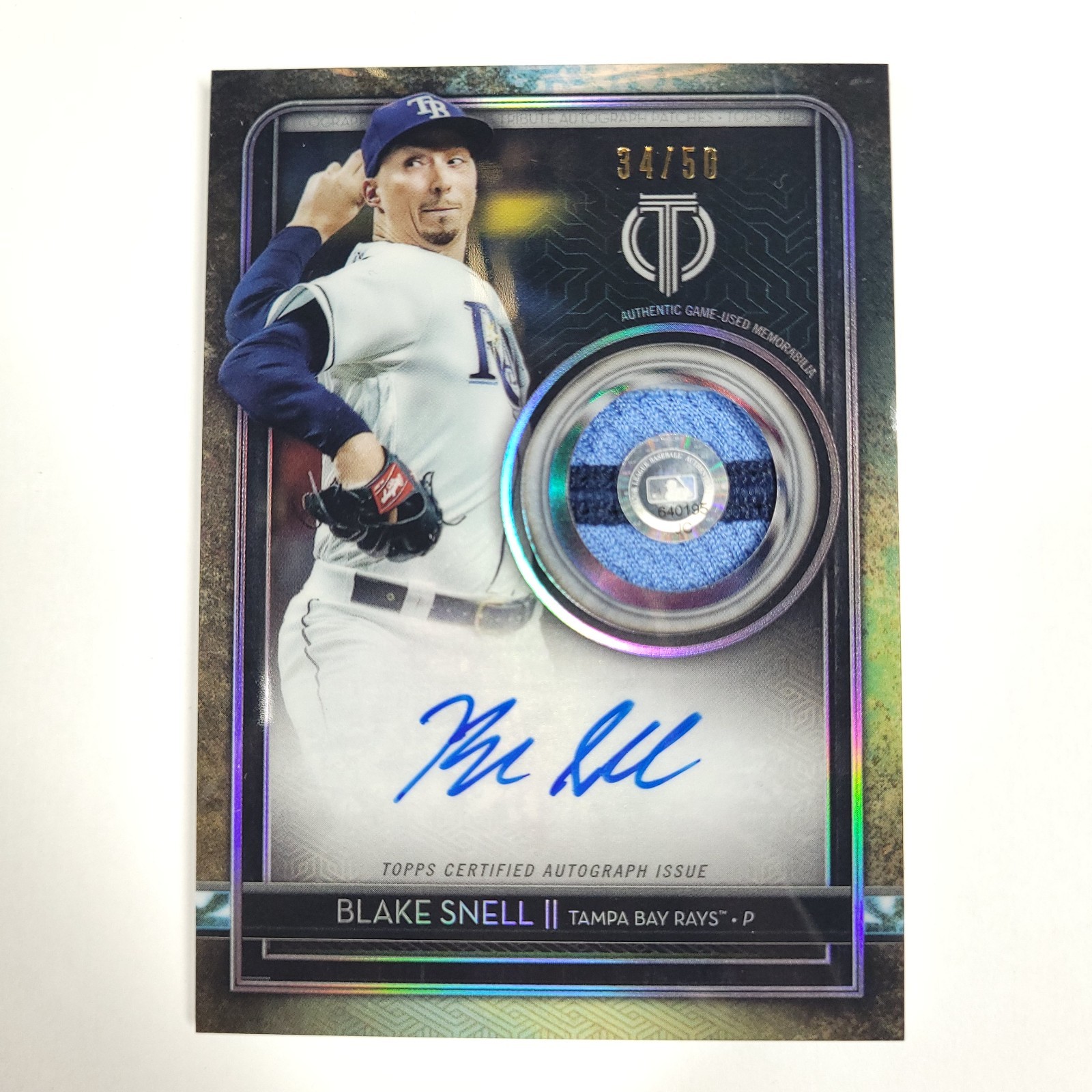 2020 Topps Tribute Blake Snell Auto Game-Used Patch /50 Tampa Bay Rays TAP-BS