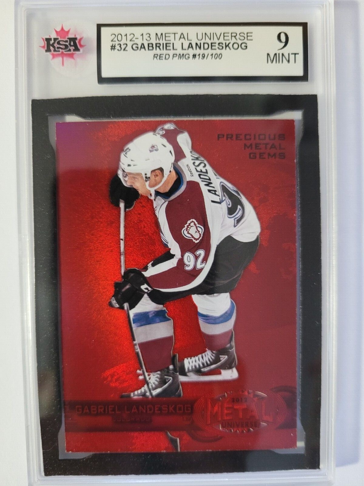 Gabriel Landeskog 2012-13 Precious Metal Gem RED Hockey Card 19/100 KSA Graded 9