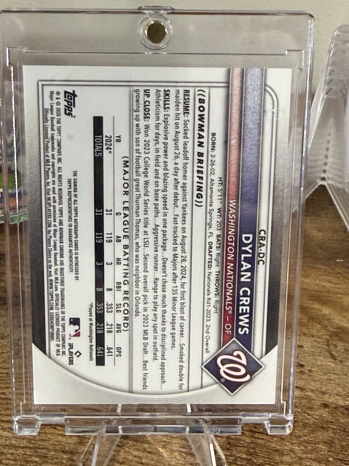 2025 Bowman – Chrome Rookie Autographs Dylan Crews #CRA-DC Mini-Diamond…