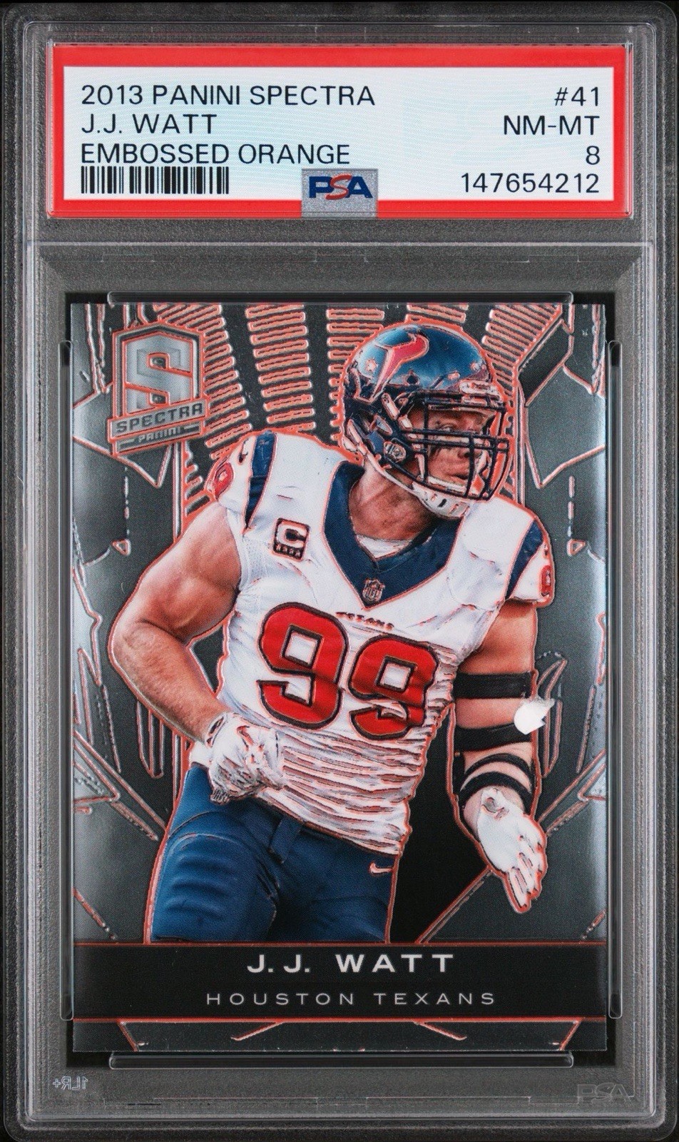 2013 Panini Spectra Embossed Orange JJ Watt #41 PSA 8 SSP Pop 1