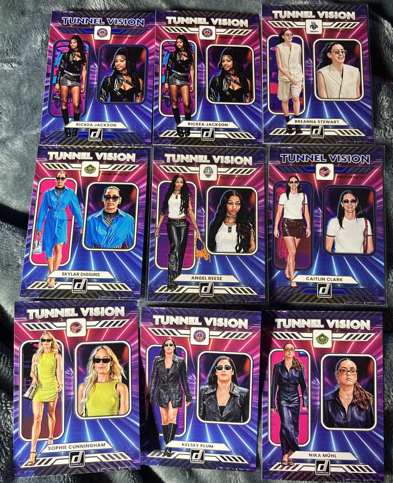 2025 Panini Donruss WNBA 9 Tunnel Vision Card Set-CAITLIN CLARK Blue Press Proof