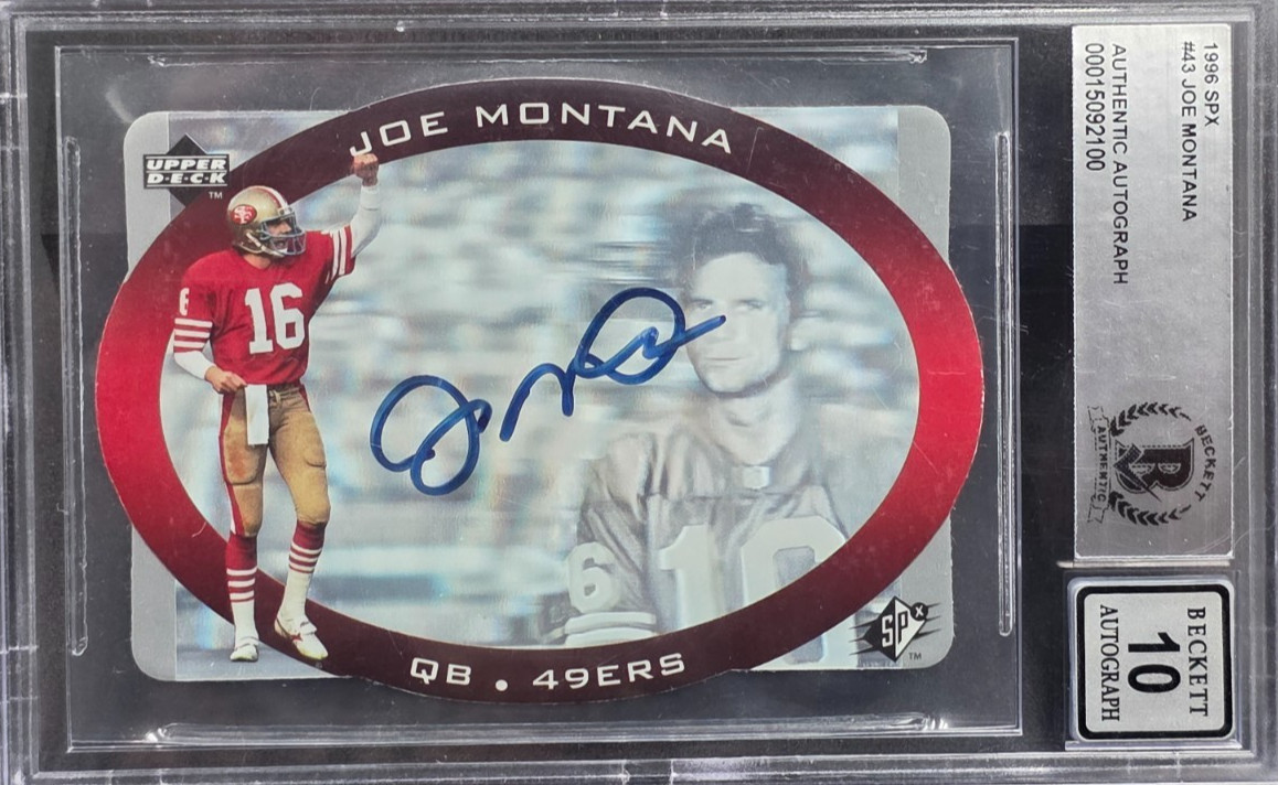 🏈 JOE MONTANA SIGNED 1996 SPX #43 BGS AUTHENTIC AUTO 10 HOF 49ERS 🔥
