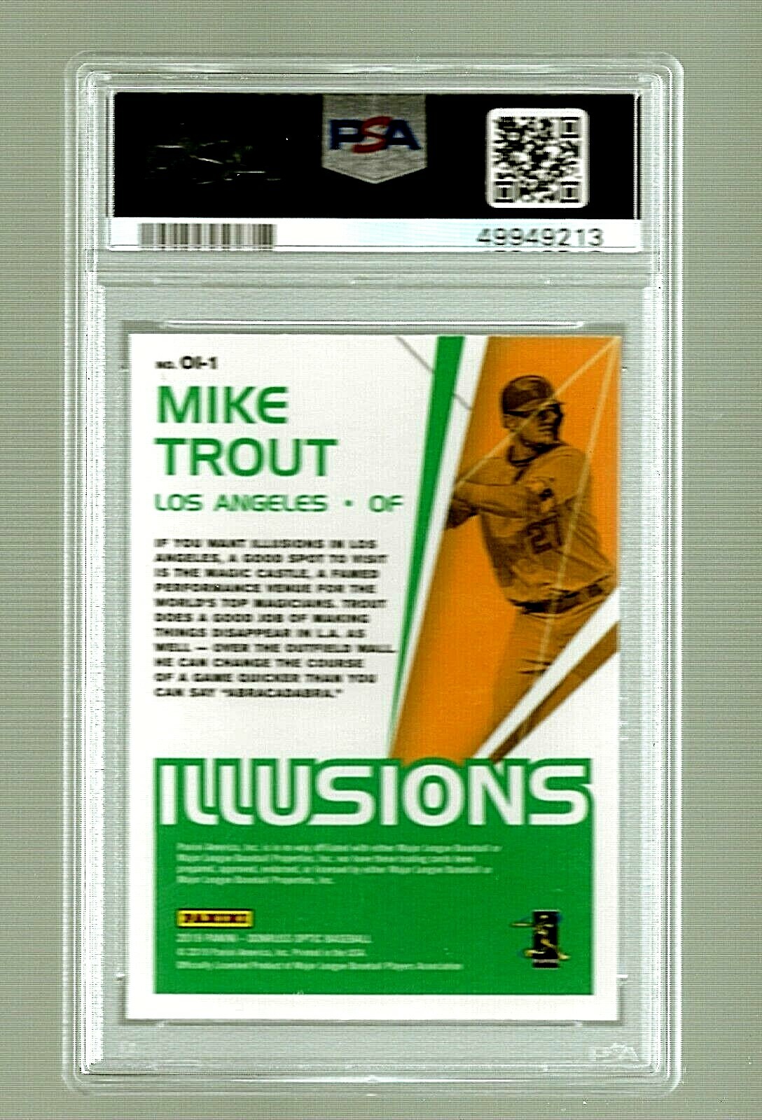 2019 PANINI DONRUSS OPTIC ILLUSION BASEBALL CARD #1 MIKE TROUT PSA 10 MLB ANGELS