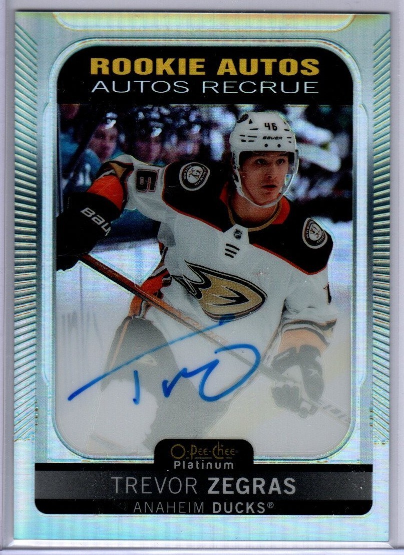 2021-22 O-Pee-Chee Platinum Trevor Zegras Rainbow Rookie Autograph Card # R-TZ