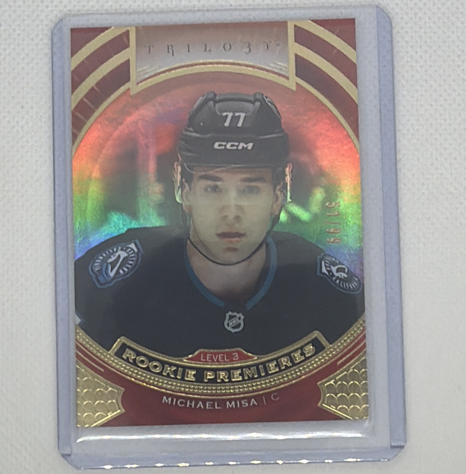 Upper Deck Rookie Premieres Michael Misa Sharks T-19 RC 51/99 2025-26 Extended