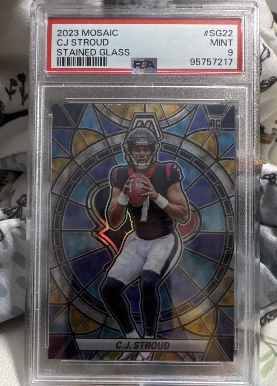 Panini 2023 Mosaic C.J. Stroud Texans Stained Glass SG-22 RC PSA 9