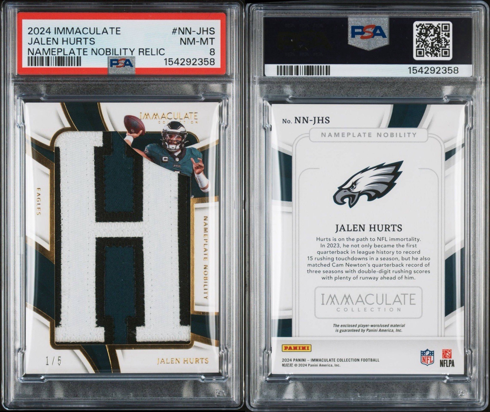 2024 Panini Immaculate – Jalen Hurts #NN-JHS Nameplate Nobility Patch /5