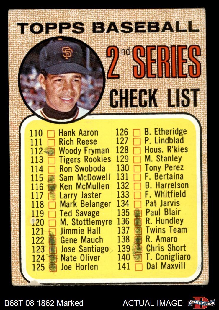 1968 Topps #107 Juan Marichal Checklist 2 Inset photo varies Giants 1 – POOR