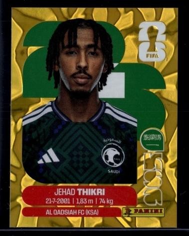 2026 Panini World Cup Sticker Collection Jihad Thakri Saudi Arabia Gold Crumple