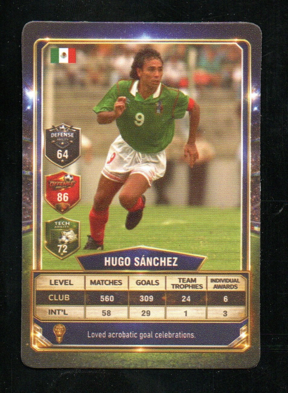 Hugo Sanchez Mexico Soccer Football Game Card