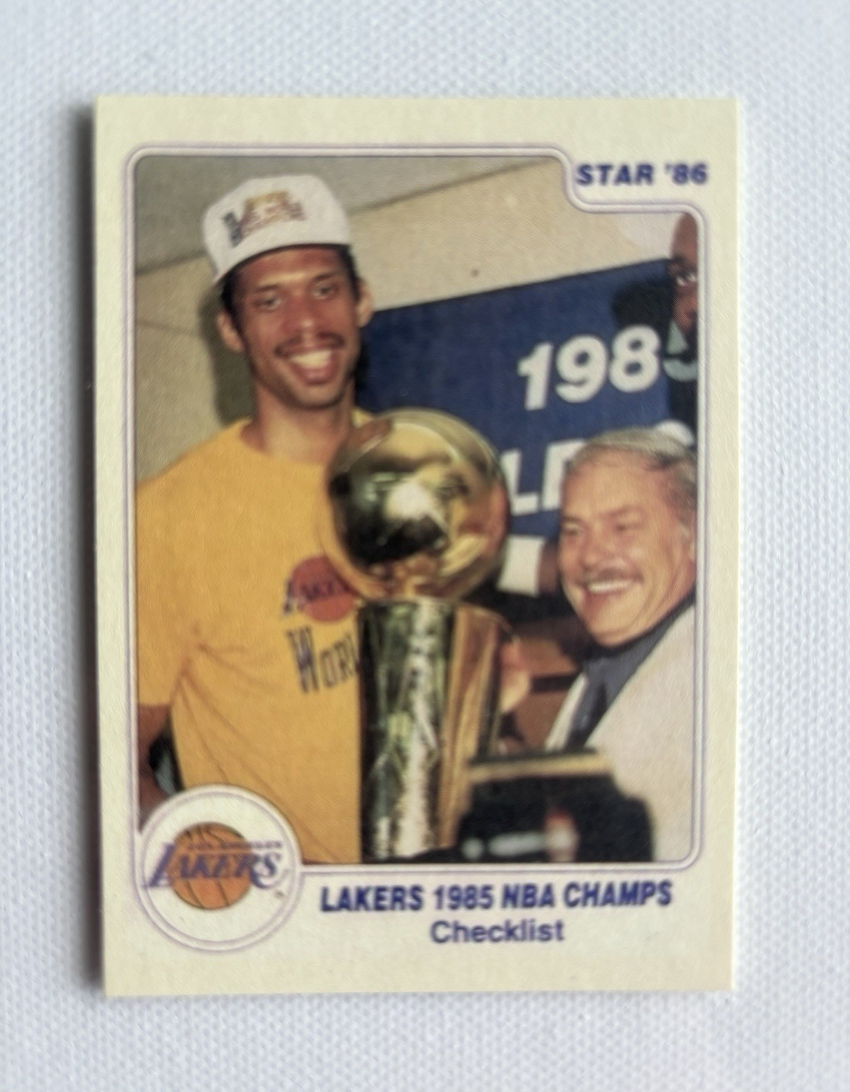1986 Star Lakers 1985 NBA Champs Checklist #1 Vintage Basketball Card