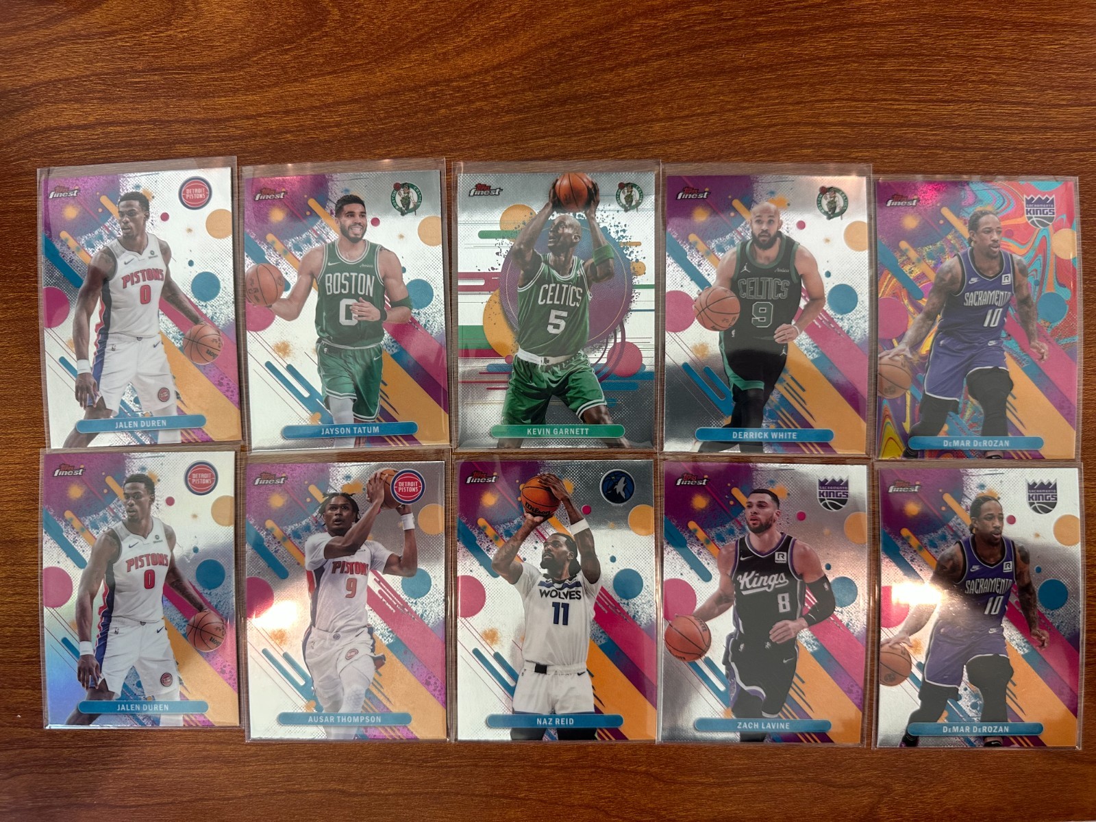 NBA Various Teams (10) Topps Finest Pistons + Celtics + Kings + Wolves