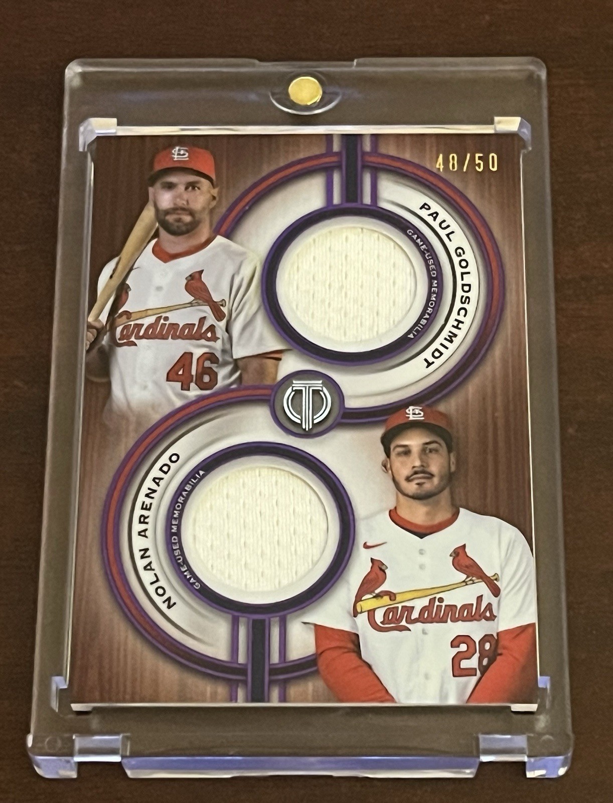 2025 Topps Tribute Dual Relics Goldschmidt Arenado TPDR-GA Purple /50