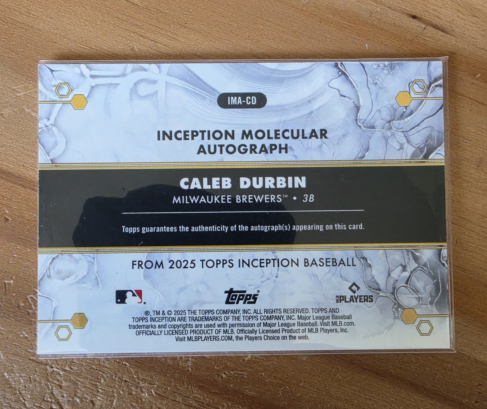 2025 Topps Inception Caleb Durbin Milwaukee Brewers RC Molecular Auto /99 #imacd