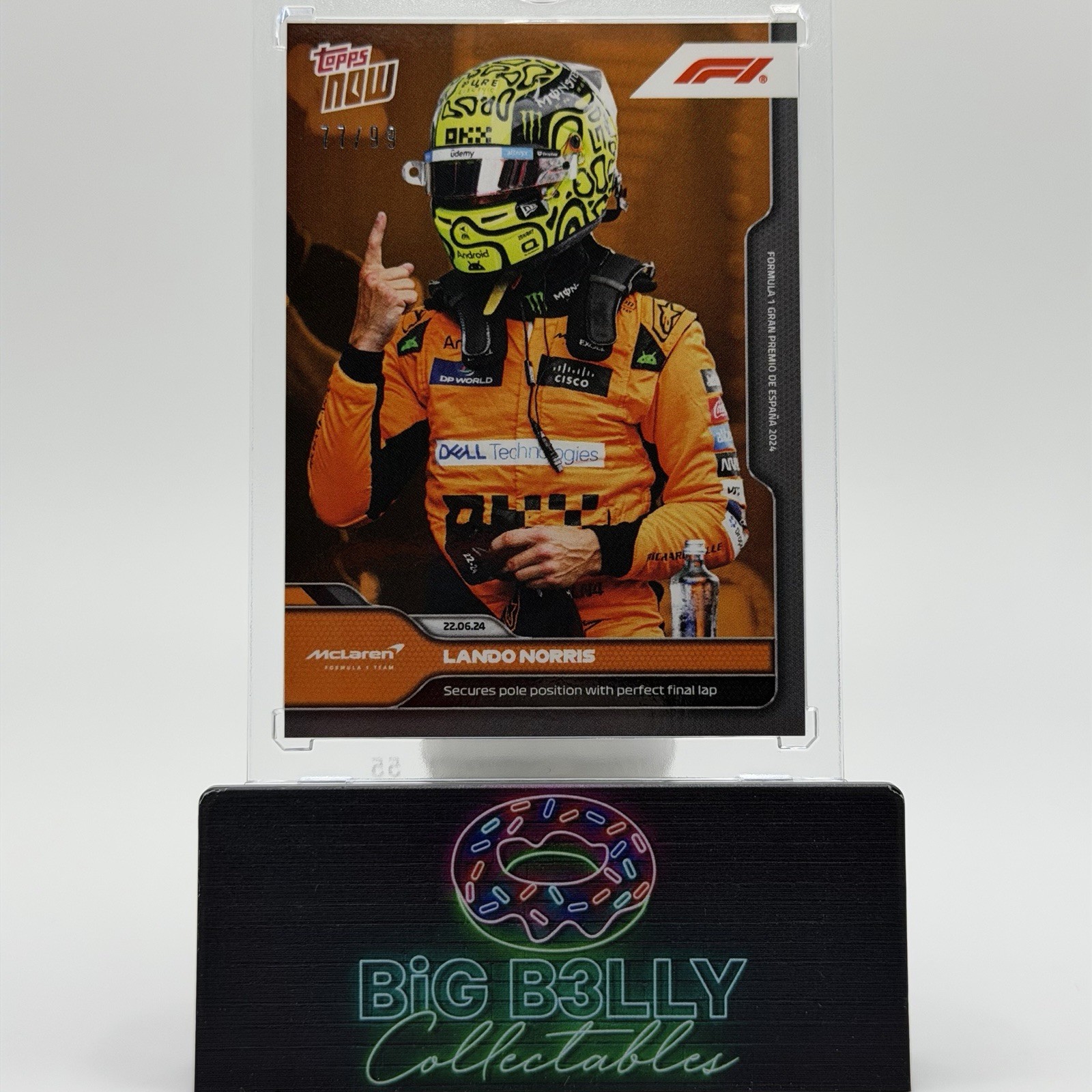 2024 Topps Now F1 Lando Norris Orange /99 #28 Spain Pole Position