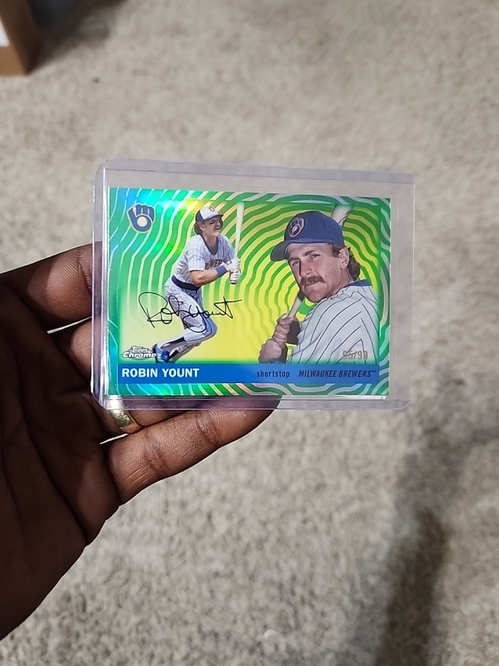2025 Topps Chrome Platinum Robin Yount Green Vibrations Refractor /99 #486 Brew