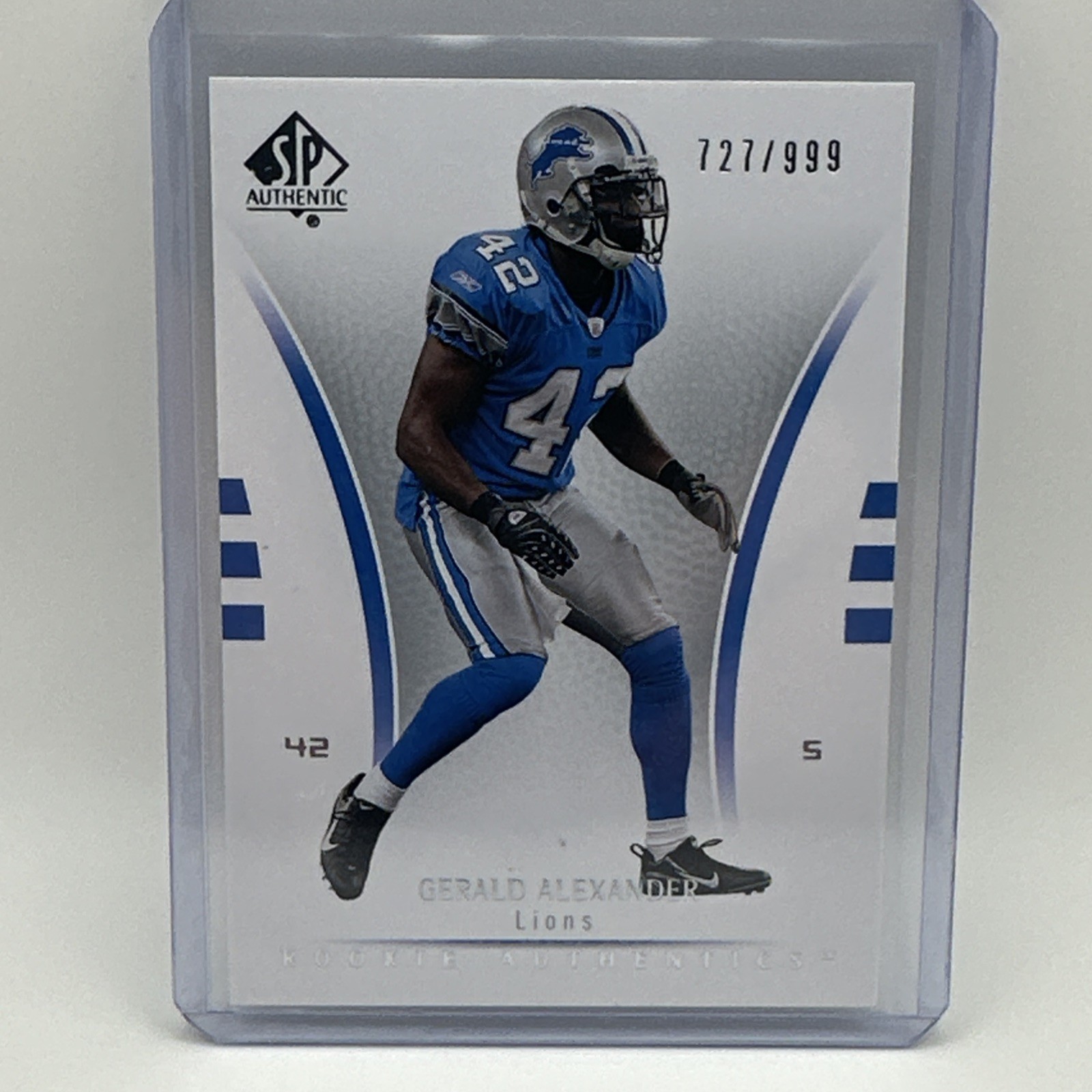 2007 SP Authentic – Rookie Authentics Gerald Alexander #182 /999 (RC) Lions