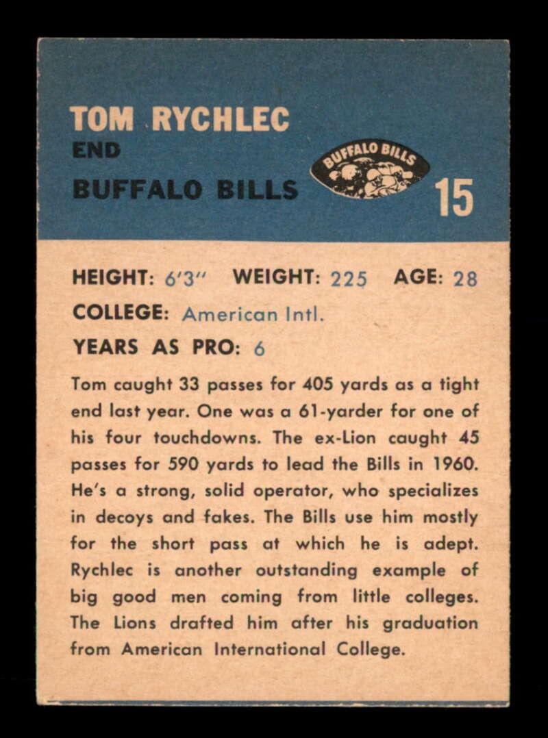 1962 Fleer #15 Tom Rychlec NM/NM+ X3579301