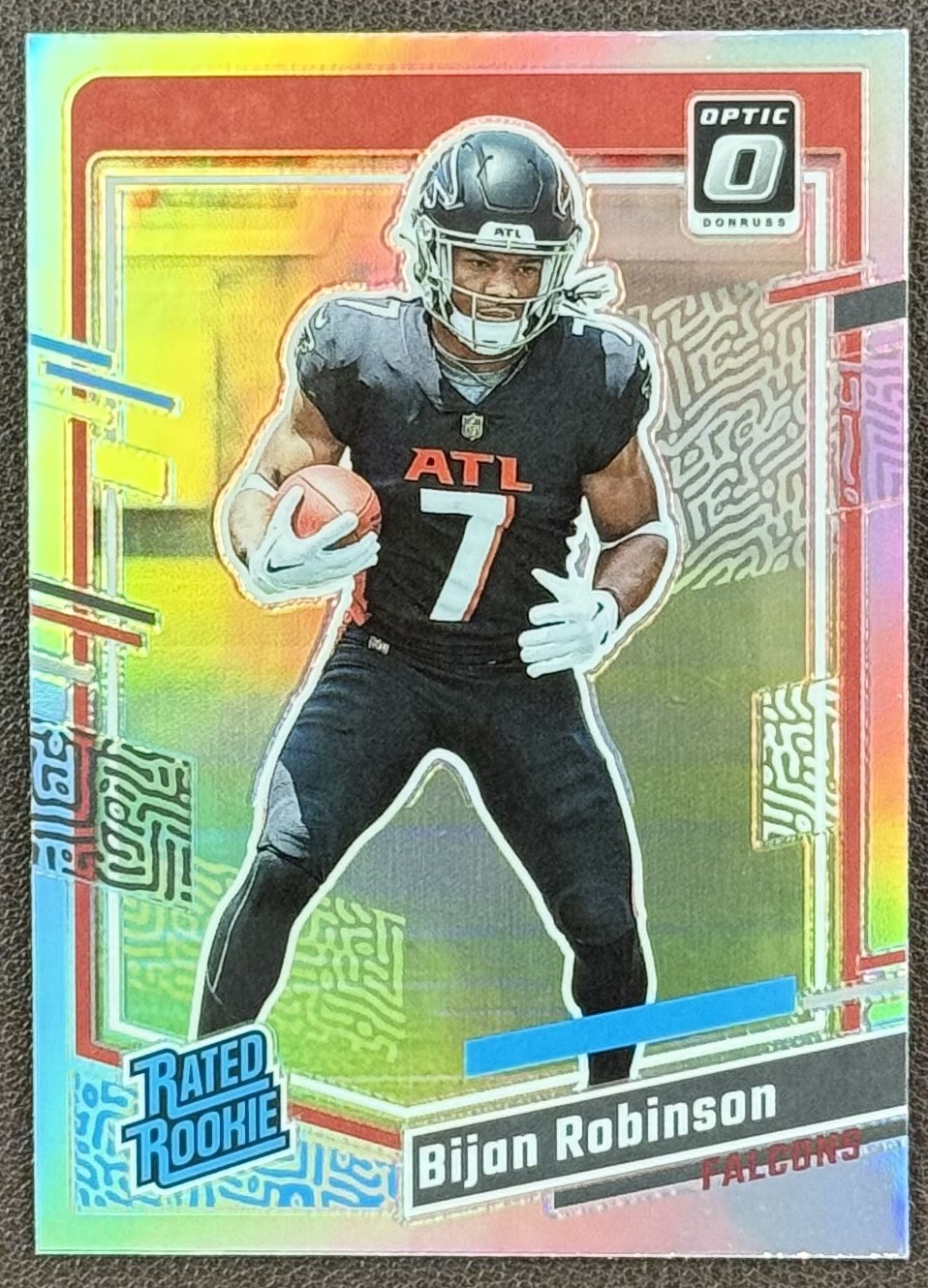 2023 Panini Donruss – Rated Rookie Bijan Robinson #305 Optic Preview Holo Prizm