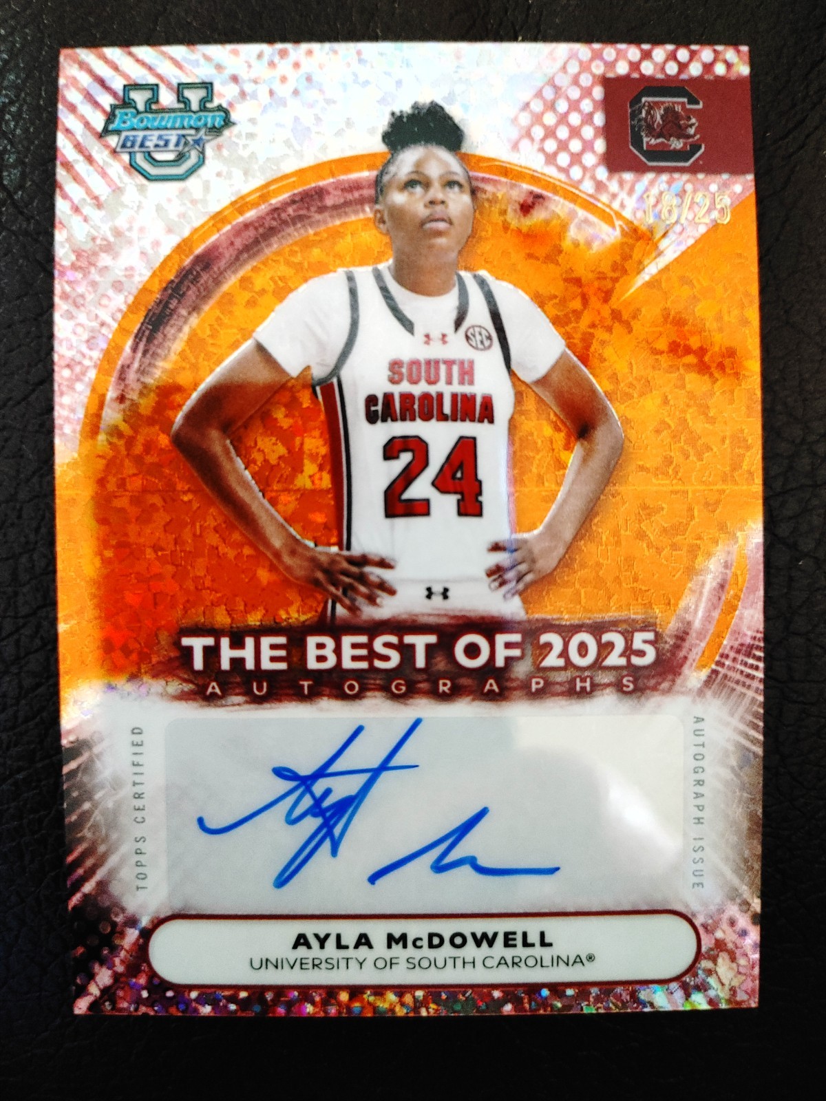 25/26 Bowman Best U Ayla Mcdowell Orange Mini Diamond Best Of Auto #BA-AY 18/25