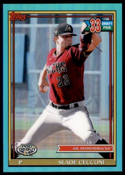 2021 Topps Pro Debut Chrome Aqua Refractor #PDC183 Slade Cecconi /75 Parallel RC